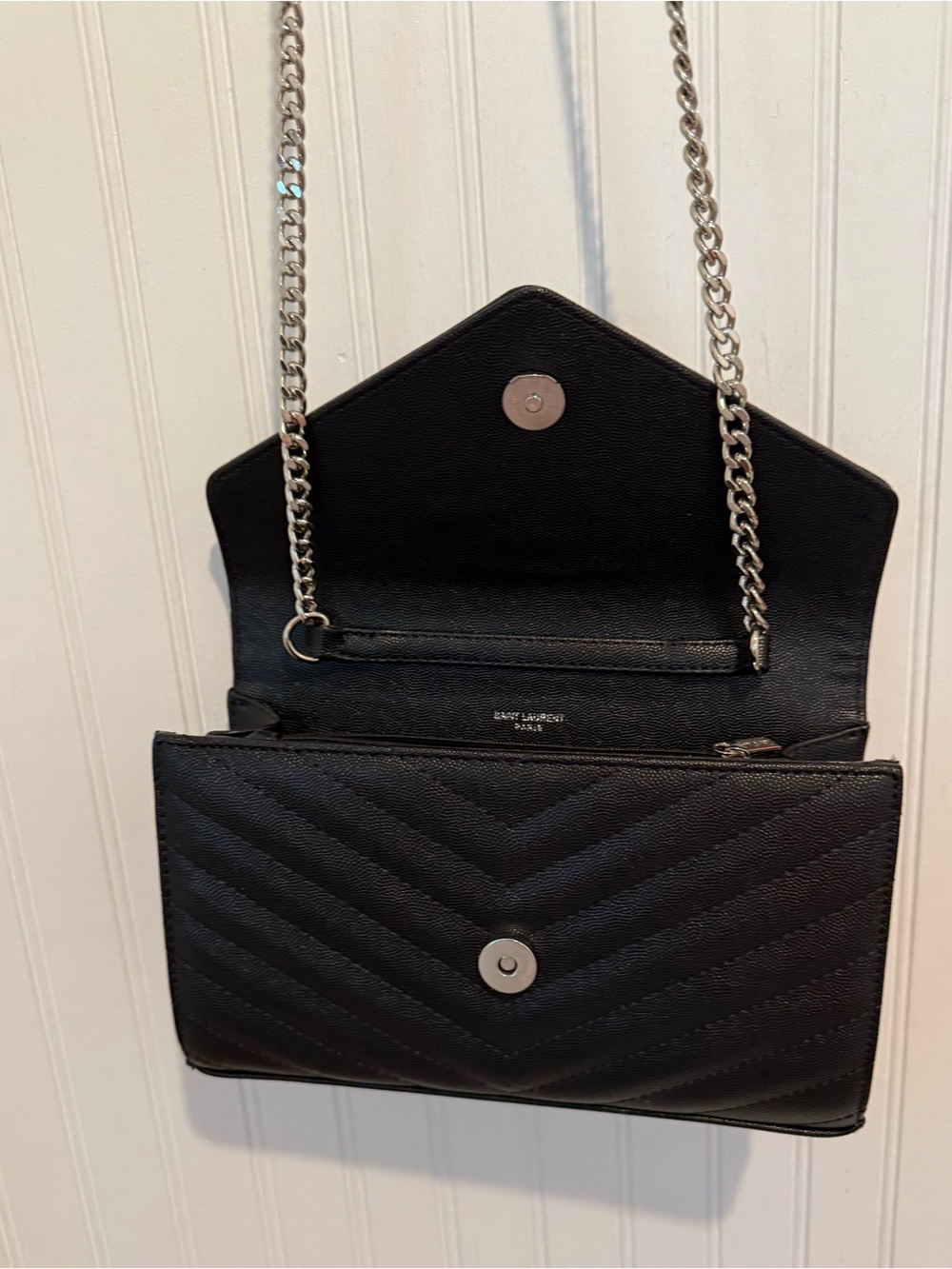 Black Quilted Crossbody Silver Chain - Picture 5 of 14